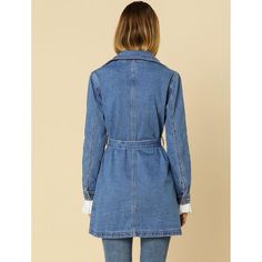 Add some elegance to your ensemble courtesy of this jacket that boasts a denim design and a long, flowing fit. It's cut with structured denim that has front pockets, a notched collar, and a belt at the waist. A wardrobe staple to see you through the season, it is an effortless look for any ensemble. Wear them on those tricky in-between-season days and pair them with straight-leg jeans and ankle boots. Long Denim Jacket, Long Jeans, Women's Jackets, Denim Design, Notched Collar, Wardrobe Staples, Straight Leg Jeans, Leg Jeans, Denim Jeans