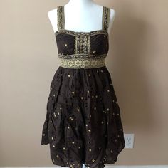 Victorias Secret, Moda Internal Sundress, Size 2 Beautiful Metallic, Shimmer Gold Details New, Never Worn Torn Tag, Please See Photo Cottage Outfits, Grunge Witch, Victoria Secret Dress, Grunge Fairycore, Fairy Clothes, Boho Style Outfits, 10th Grade, Funky Outfits, Dark Cottagecore