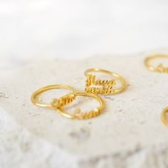 Custom Name Ring • Stacking Rings • Dainty Name Jewelry • Gift for New Mom • Baby Shower Gift • Gift for Best-friend Rings Dainty, Name Ring, Name Rings, Gift Inspiration, Ring Stacking, Mom Baby, Name Jewelry, Gifts For New Moms, Stacking Rings