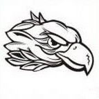 the head of an eagle is drawn in black and white, with leaves on it