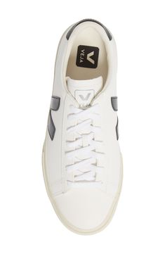 Chrome-free leather and contrast logo details define a streamlined sneaker with clean, sporty appeal. The low-top style features soles made from wild Amazonian rubber and a sustainable lining made from recycled polyester and organic cotton. EVA-cushioned footbed Removable insole Leather upper/textile lining/rubber sole Made in Brazil This brand has B Corp certification, representing business practices with emphasis on social and environmental performance, accountability and transparency This bra White Lace-up Sneakers With Recycled Rubber, White Sporty Sneakers With Logo Detail, Sporty White Sneakers With Logo Detail, White Vulcanized Sole Sneakers For Everyday, Everyday White Vulcanized Sole Sneakers, Athleisure Sneakers With Contrast Sole For Everyday, White Sneakers With Contrast Sole In Recycled Rubber, White Sneakers With Recycled Rubber And Contrast Sole, White Low-top Sneakers In Recycled Rubber