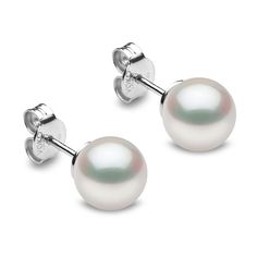 Lustrous white Akoya cultured pearls shimmer elegantly in these timeless women's stud earrings. 18K White Gold Akoya cultured pearls Secures in place with friction backs. From the Yoko London collection Jared The Galleria Of Jewelry, Womens Earrings Studs, Yoko London, Akoya Pearls, Tea Roses, Pearl Stud Earrings, Pearl Studs, Cultured Pearls, Sorority