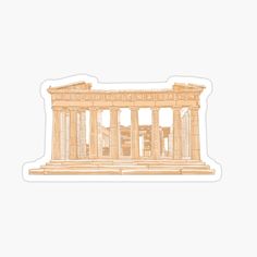 an architectural drawing of the parthenon sticker on a white background with space for text