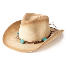 PRICES MAY VARY. Lightweight and comfortable - These cowboys hats are made from 100% paper straw /100% polyester (khaki/brown & beige/brown), which is breathable, lightweight and comfortable for all-day wear; Wire brim on the edge makes it shapeable to your desire Adjustable Cowgirl Hats - There has an elastic band inside, which will adjust size according to your head, one size fits most; Hat Circumference: 22"-22.8"; Brim Width: 3.15"; Hat Height: 4.7" Stylish Design: Cute straw western cowboy Casual Beige Hats For Western-themed Events, Casual Beige Hat Bands For Western-themed Events, Casual Beige Hat Band For Western-themed Events, Adjustable Western Style Sun Hat Cap, Western Brown Straw Hat, Adjustable Brown Panama Hat For Rodeo, Country Style Brown Straw Cap Hat, Summer Western-themed Cap Hats, Country Style Brown Straw Cap