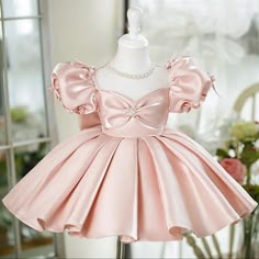 (Size 100; 2 Years) , Nwt, Gorgeous Dress, Got It For My Daughter But It’s Too Big Satin Princess Dress For Dress-up, Elegant Puff Sleeve Princess Dress For Wedding, Princess Dress With Satin Bow For Baptism, Pink Fitted Satin Princess Dress, Elegant Fitted Princess Dress With Puff Sleeves, Cute Puff Sleeve Wedding Dresses, Elegant Princess Dress With Puff Sleeves For Dress-up, Fitted Baptism Dress With Bow, Fitted Princess Dress With Bow