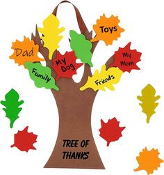 a paper tree with leaves and words on it that say dad, my dog, my mom, my family, my friends