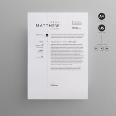 a professional resume template is shown on top of a white paper with black lines and dots