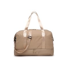 MYTAGALONGS-Toronto Trolley Sleeve Weekender Bag Kickstart your next adventure with the Toronto weekender bag from Mytagalongs. This durable nylon bag features a roomy zip compartment at the base to stash your shoes and multiple pockets to keep your smaller items secure. The trolley sleeve makes this bag easy to attach to your suitcase for easy airport travel. Travel Weekender Bag, Beige Bags With Zipper Closure For Outdoor, Beige Bags With Zipper Closure For Outdoor Activities, Beige Nylon Bags For Outdoor Activities, Versatile Khaki Nylon Bag, Beige Tote Shoulder Bag For Overnight Trips, Beige Weekender Bag With Zipper For Travel, Functional Beige Bag For Overnight Trips, Versatile Shoulder Bag With Zipper For Overnight Trips