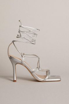 Tie Ankle Premium Leather Heeled Sandal 90s Trends, Heels Collection, Leather Heels Sandals, Metallic Sandals, Pierced Jewelry, Heeled Sandal, Tie Shoes, Karen Millen, After Dark