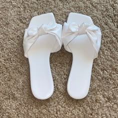 Brand New, Not Tie Sandals. Perfect For Summer Size 6.5 Us (37 Eu) Sandles Flat Summer, Women Flats Sandals, Cute Sandals Flats, Shein Footwear, Sandals White, White Sandals Aesthetic, Girly Sandals, Girly Shoes Flats, Flat Slippers