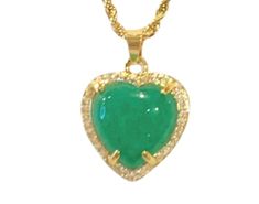 MEANING:  Not only can jade save you from disaster, it can purportedly protect you from evil, attract love and, of course, bring good luck. Jade is an ornamental stone, considered the imperial gem in ancient China and used for centuries to make weapons, tools, jewelry and other decorative pieces. Product Details: 18kt Green Emerald Heart Pendant Necklace As Gift, Green Heart Pendant Emerald Necklace As Gift, Emerald Heart Gemstone Necklace, Green Heart-shaped Emerald Necklace For Gift, Green Emerald Heart Pendant Necklace For Gift, Emerald Heart Shaped Gemstone Necklace, Heart Shaped Emerald Necklace As A Gift, Heart-shaped Green Emerald Necklace As Gift, Heart-shaped Emerald Gemstone Necklace