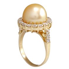 Stamped: 14K Yellow Gold Total Ring Weight: 3.4 Grams Ring Length: N/A Ring Width: N/A Gemstone Weight: Total Natural South Sea Pearl Weight is N/A (Measures: 10.70 mm) Color: Gold Diamond Weight: Total Natural Diamond Weight is 1.20 Carat Quantity: 22 Color: F-G, Clarity: VS2-SI1 Face Measures: 15.25x15.25 mm Sku: [703166W] Yellow Gold Pearl Ring With High Luster, Fine Jewelry Yellow Gold Pearl Ring With High Luster, Oval Yellow Gold Pearl Ring With High Luster, Oval Pearl Ring In Yellow Gold With High Luster, Formal Yellow Gold Pearl Ring With High Luster, Formal High Luster Yellow Gold Pearl Ring, 14k Yellow Gold High Luster Pearl Ring, Yellow Gold Fine Jewelry Rings With High Luster, High Luster Yellow Gold 14k Ring