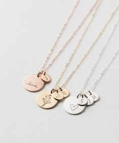 Large Disk Necklace with Custom Initial tags in Silver, Gold Fill, or Rose Gold. Combine a meaningful symbol with the initials of your kids, siblings, or girl gang. Make this piece your own and cherish it for years to come. If youre looking for a killer thoughtful gift, look no Disk Necklace, Tiny Tags, Gold Disc Necklace, Initial Gifts, Gold Chains For Men, Custom Kids, Solitaire Necklaces, Mom Necklace, Custom Initials