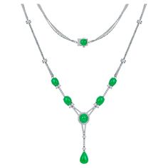 The design of this Emerald necklace is very contemporary and focus on maximizing the occasions it can be worn. Emerald necklaces are generally either deviate towards the vintage statement pieces or very simple pendant like style. Our focus here is to make this Emerald necklace a fit it all necklace. Which means you can wear it to a formal event or just brunching with the girls. On top of that, this Emerald necklace is also very affordable, a great entry piece to start your Necklace collection. T Timeless Formal Necklace With Detachable Pendant, Exquisite Polished Finish Necklace For Formal Occasions, Formal Emerald Necklace With Round Pendant, Formal Fine Jewelry Necklace With Detachable Pendant, Formal Cabochon Pendant Necklace, Luxury Double Strand Necklace For Formal Occasions, Luxury Cabochon Round Pendant Necklaces, Luxury Round Pendant Necklaces With Cabochon, Luxury Cabochon Round Pendant Necklace