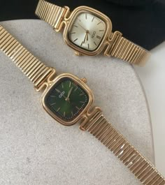 Green or white square face Watch with stainless steel band Green Face Watch, Dainty Gold Watches, Green Watches Women, Watch Gold Women's, Rectangle Watch Women, Women’s Watch, Watch With Bracelets Women, Vintage Watch Aesthetic, Expensive Watches For Women