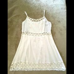 Nwt Hem & Thread Dress Brand New, Never Worn Bought At A Boutique Store Called Niu. In Wahiawa, Hawaii Soft Crepe Cotton Material With Laced Hem & Midriff, Lightly Lined Inside. Adjustable Spaghetti Straps. Size: Medium Length: Approximately 30 Inches From Shoulder Strap Color: White With Black Polka Dot White Cotton Sundress With Lace Trim, White Lace Trim Sundress For Summer, White Lace Sundress For Vacation, White Lace Mini Dress For Vacation, Casual Lace Sundress Fitted, Elegant White Sundress With Lace Trim, White Lace Summer Mini Dress, White Lined Casual Sundress, White Cotton Sundress For Party