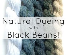 several skeins of yarn with the words natural dyeing with black beans