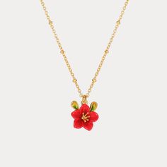 Begonia Flower Necklace Floral Jewelry For Celebrations, Dainty Red Flower Necklace, Red Necklace With Flower Charm Pendant, Red Pendant Necklace With Flower Charm, Flower Pendant Necklace With Charm For Parties, Party Flower Pendant Necklace With Flower Charm, Red Flower-shaped Festive Jewelry, Red Flower Shaped Festive Jewelry, Dainty Red Flower Jewelry