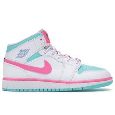 Size: 6y Brand: Jordan Nike Color: White / Pink / Green (Light Blue) Material: Faux Leather Condition: Excellent, Worn A-Couple Times Rating: 10/10 No Staining ( Stock X Asking Price Is $212 ) Same Day Or One Day Shipping Message Me For Details Create Your Bundle Today Buy Now Pink And Blue Jordans, Pink Mid-top Jordan Shoes With Boost Midsole, Pink Basketball Shoes For Spring Streetwear, Pink Jordan Shoes With Cushioned Footbed, Sporty Pink Basketball Shoes For Spring, Pink Round Toe Basketball Shoes For Spring, Preppy Nikes, Blue Nike Jordans, Jordan 1 Blue