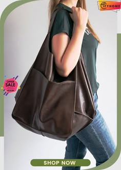 Oversized Shoulder Hobo Bag Foldover Bag, Weekend Essentials, Slouchy Tote, Everyday Tote Bag, Stylish Tote Bag, Women Purse, Brown Leather Handbags, Oversized Bag, Large Leather Tote