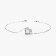 white gold handmade gifts for her Elegant Delicate Chain Bracelet For Valentine's Day, Luxury Sterling Silver Heart Bracelet For Gift, Luxury Sterling Silver Heart Bracelet For Anniversary, Dainty Delicate Chain Bracelets For Valentine's Day, Dainty Delicate Chain Bracelet For Valentine's Day, Luxury Sterling Silver Bracelets For Valentine's Day, Elegant Heart Bracelet For Valentine's Day With Delicate Chain, Tarnish Resistant White Gold Diamond Bracelet In Sterling Silver, Luxury White Gold Heart Bracelet