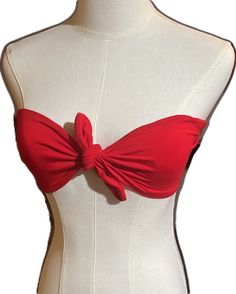 Red Bandeau Tube Top With Built-in Bra, Stretch Red Top For Beach Season, Stretch Red Tops For Beach Season, Red Stretch Tube Top For Spring, Red Strapless Tube Top For Summer, Red Strapless Tube Top For Beach, Chic Red Summer Tube Top, Red Bandeau Tube Top For Spring, Chic Red Tube Top For Summer