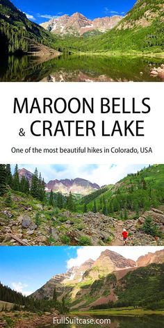 the cover of an outdoor book with images of mountains and lakes in colorado, usa