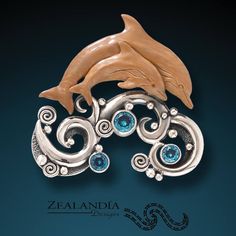 "Welcome to the Zealandia Designs shop on Etsy! Handmade in Bali, our stunning dolphin pendant is carved from sustainably harvested tagua nut and set with faceted blue topaz that evokes the ocean's mesmerizing beauty. This pendant is perfect for anyone who connects with the dolphin's free and playful spirit. As a totem animal the dolphin represents balance, harmony, community, guidance and grace. Who hasn't been delighted by the dolphin's graceful leap from the watery world into the air? She rem Mammoth Ivory, Dolphin Jewelry, Octopus Pendant, Dolphin Necklace, Sea Turtle Necklace, Tagua Nuts, Ocean Jewelry, Dragonfly Pendant, Pin Pendant