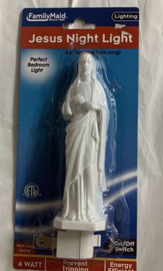 the jesus night light is packaged in plastic