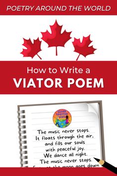 a book cover with the title how to write a visitor poem in red and white