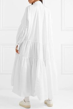 Cecilie Bahnsen, Cotton Maxi Dress, Tiered Ruffle Dress, Maxi Dress Sale, Chunky Sandals, Autumn Dress, Oversized Dress, Eid Collection, Maxi Dress Cotton