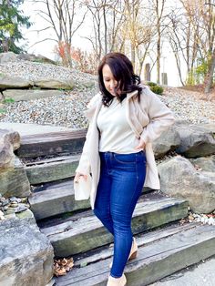 Christine is wearing our Ruthie High Rise Skinny Jeans. Trendy Fall Jeans For Casual Gatherings, Trendy Straight Leg Jeggings For Fall, Chic Bottoms For Casual Gatherings In Fall, Fitted Bottoms For Casual Fall Gatherings, Fitted Bottoms For Fall Casual Wear, Chic Straight Leg Jeggings, Chic Everyday Straight Leg Jeggings, Chic Straight Leg Jeggings For Everyday, Straight Leg Jeggings For Fall