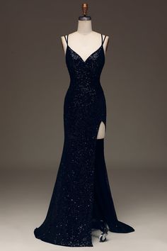 Fitted Blue Prom Dress, Black Hoco Dresses Long, Floor-length Prom Gown With Side Slits, Backless Gown With Sweep Train For Night Out, Floor-length Dresses With Side Slits For Prom, Prom Gown With Side Slits, Fitted Backless Evening Dress With Side Slits, Prom Dress With Side Slits For Prom Season, Glamorous Floor-length Evening Dress With Side Slits