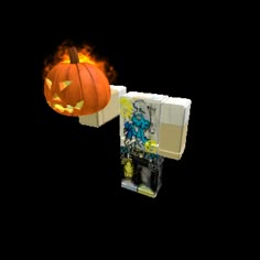 an image of a pumpkin with fire coming out of it's mouth and on top of the box