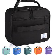 an image of a black bag with six colors in it and four compartments on each side