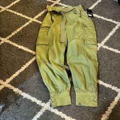 American Bazi High-Waist Joggers Cargo Style Pockets With Matching Belt. Super Cute And Comfy. Size Small. New Unworn. High Rise Belted Pants For Spring, High Rise Summer Cargo Pants With Belt Loops, High Waist Khaki Belted Bottoms, High Waist Belted Khaki Bottoms, Green High Waist Cargo Pants For Summer, Khaki High-waist Belted Bottoms, High-waist Belted Khaki Bottoms, Fitted Green Cargo Pants For Summer, Green Pants With Belt Loops For Spring