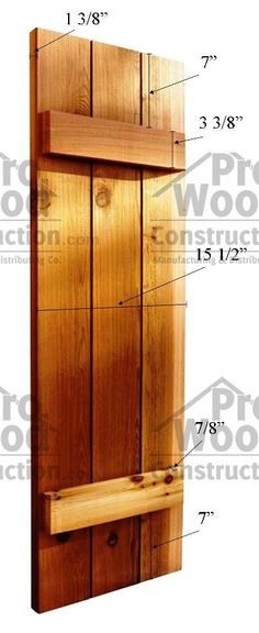 an image of a wooden door with measurements for the front and side panels on it