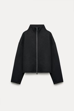 DOUBLE FACED WOOL BLEND JACKET ZW COLLECTION - Black | ZARA United States Shopping Clothes, Wool Blend Jacket, Zara Woman, Zara United States, Crop Jacket, High Collar, Zara Women, My Wardrobe, 2023 2024