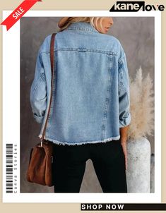 Fashion Burr Edge Denim Jean Jacket Cowboy Pattern, Denim Jean Jacket, Color Style, Denim Jean, Jean Jacket, Denim Jeans, Cowboy, Long Sleeves, Solid Color