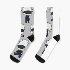 Super soft all-over printed knit socks with extra cushioning in the sole. Suitable for men and women. the coolest sensei pattern. White Casual Socks With Graphic Print, Casual White Socks With Graphic Print, Gojo Sensei, Pride Merch, Designer Socks, Socks For Sale, Knit Socks, Crew Socks, Knitting Socks