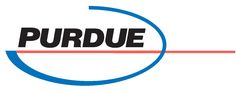 the purdue logo is shown in black and blue, with a red line across it