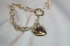 925 Silver Link Bracelet with Double Heart Charms Toggle Closing Wonderful Gift for Birthday or Christmas Heart Charm Bracelet With Toggle Clasp For Gift, Vintage Double Chain Link Jewelry, Silver Heart Bracelet With Toggle Clasp, Heart-shaped Charm Bracelet With Toggle Clasp As Gift, Vintage Gold-tone Jewelry With Toggle Clasp, Jeweled Collar, Silver Link Bracelet, Double Heart, Vintage Handbags