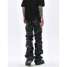 Niche Punk Pu Leather Pants  Material: PU  Size: S, M, L, XL Color: Black  Season: Spring, Fall,   Occasion: Leisure, Outdoor, Daily, Vacation,Fall Outfits Fall Outfits Pinterest, Streetwear Wardrobe, Hit Man, Outfit Inso, Mid Waist Pants, Mens Leather Pants, Man Outfit, Jumpsuit Men, Black Leather Pants