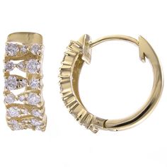 Make a stunning impression with these beautiful hoop LUXLE hoop earrings made with 14k gold and genuine diamonds. Make a stunning impression with these beautiful hoop LUXLE hoop earrings made with 14k gold and genuine diamonds. Nickel free Metal: 14k gold Backings: click-it Packaging: jewelry pouch and gift box Finish: polished Diameter: 0.53 in.DIAMOND DETAILS Total weight: 1/2 ct. Color grade: G-H Clarity: 11-12 Shape: round Setting: pave Diamond weights are approximate. Diamond Total Weights Dazzling Yellow Gold Hoop Earrings With Prong Setting, Dazzling Gold Hoop Earrings With Brilliant Cut, Yellow Gold Hoop Earrings With Brilliant Cut Cubic Zirconia, Dazzling Huggie Earrings For Formal Occasions, Dazzling Formal Huggie Hoop Earrings, Dazzling Huggie Earrings With Brilliant Cut, Aaa Quality Huggie Earrings For Wedding, Dazzling Diamond Cut Huggie Earrings For Anniversary, Dazzling Diamond Cut Huggie Earrings