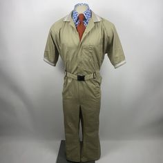 Vintage Mens Jumpsuit One Piece Leisure Jump suit ParaSuit Beige 70s Disco 48 R | eBay Vintage Jumpsuits And Rompers For Summer Workwear, Vintage Summer Jumpsuits And Rompers For Work, Retro Summer Workwear Jumpsuits And Rompers, Retro Cotton Fitted Jumpsuits And Rompers, Retro Summer Jumpsuits And Rompers For Work, Retro Fitted Suits For Spring, Retro Fitted Spring Suits, Spring Retro Fitted Suits, Retro Fitted Suits With Pockets