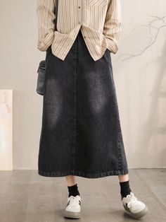 Details: Gender: Women Item Type: Skirt Material: Cotton Season: Spring, Autumn Pattern: Solid Style: Casual, Loose, Retro Waist Type: Elastic Waist Size: L Waist: 68.00 - 88.00 cm/ 26.77 - 34.65 " Length: 85.00 cm/ 33.46 " Size: XL Waist: 72.00 - 92.00 cm/ 28.35 - 36.22 " Length: 87.00 cm/ 34.25 " Boys Necklace, A Line Denim Skirt, New Year Deals, Autumn Pattern, Denim Skirt Women, Boys Backpacks, Shoe Box, Waist Size, Season Spring