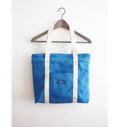 Large blue canvas tote bag shopping bag casual tote vegan school bag book bag beige cotton strap for women Blue Canvas Shoulder Bag With Handles, School Canvas Shoulder Bag With Leather Handles, Blue Canvas Tote Shoulder Bag, Blue Canvas Shoulder Bag, Canvas Lined Shoulder Bag For Shopping, Canvas Shoulder Bag For Shopping, Blue Canvas Satchel With Handles, Blue Canvas Satchel Bag With Handles, Blue Canvas Bag With Large Capacity And Double Handle