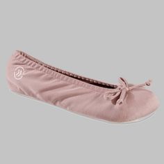 These supremely soft slippers will transport you to a relaxing spa with every step. Isotoner Women’s Classic Recycled Satin Ballerina Slippers are made with satin for chic style and softness. Recycled microterry linings provide supremely soft breathability. Care Instructions: machine wash cool and dry flat away from heat. Lightweight Comfortable Ballet Flats, Isotoner Slippers, Ballerina Silhouette, Comfy Slippers, Ballerina Slippers, Slide Slippers, Soft Slippers, Little Ballerina, Dance Bag