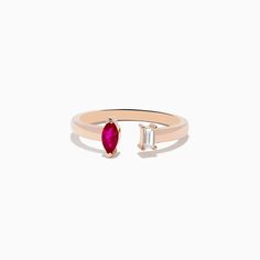 Effy Ruby Royale 14K Rose Gold Ruby and Diamond Toi Et Moi Ring 14k Rose Gold Ruby Promise Ring, 14k Rose Gold Rings For Proposal, 14k Rose Gold Marquise Rings, Marquise Rose Gold 14k Rings, Anniversary 14k Rose Gold Ruby Ring, Effy Jewelry, Gold Rose, Diamond Ring, Ruby