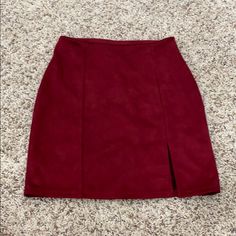 Velvet Pencil Skirt With Zipper In The Back, Never Worn Red Lined Mini Pencil Skirt, Red Mini Pencil Skirt With Lining, Red Lined Pencil Skirt Skort, Red Pencil Skort With Lined Skirt, Red Pencil Skirt Skort With Lined Skirt, Red Lined Pencil Skort, Red Skirt Aesthetic, Red Velvet Mini Skirt, Dark Red Skirt